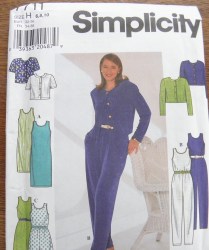 7711 SIMPLICITY SLEEVELESS DRESS/ JUMPSUIT, SS-LS JACKET PATTERN 12=16 UNCUT
